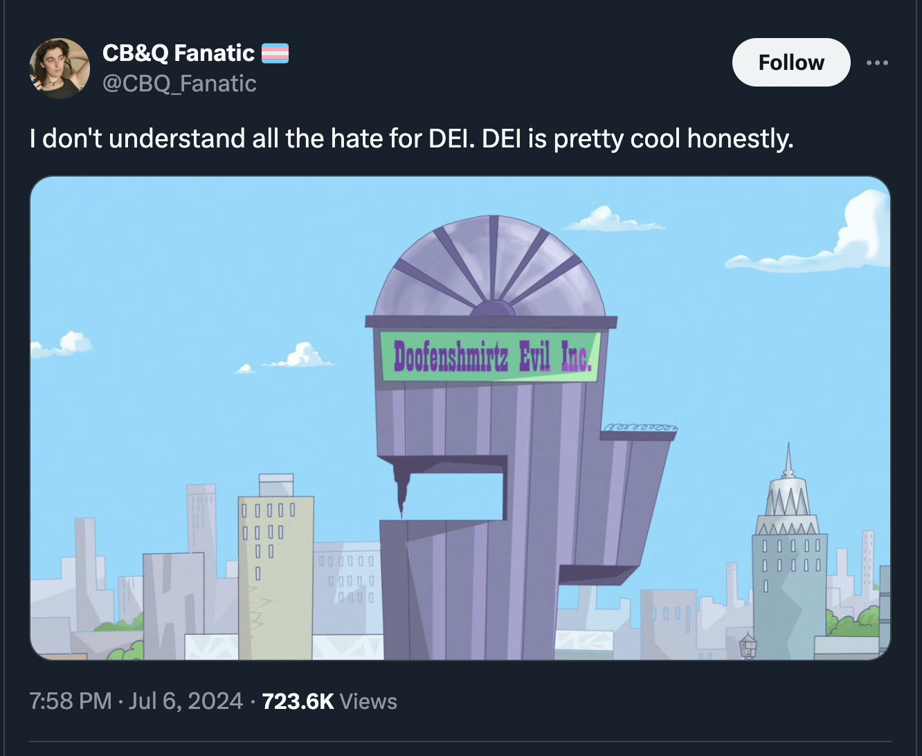 doofenshmirtz evil inc meme - Cb&Q Fanatic I don't understand all the hate for Dei. Dei is pretty cool honestly. 0000 1000 Views Doofenshmirtz Evil Inc. Aaaaaa 00000